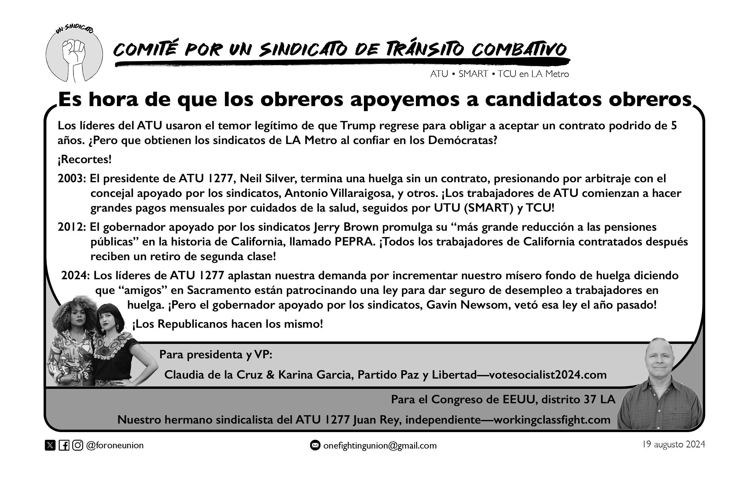 Es hora de que los obreros apoyemos a candidatos obreros